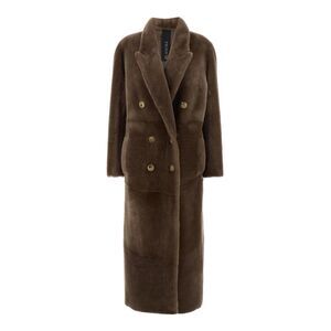 Blancha Women Brown Coat With Classic Lapels And Reversible Design In Fur Woman
